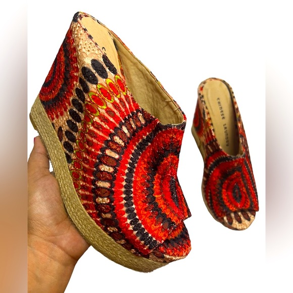 Chinese Laundry Colorful Platform Wedges Slide - Picture 1 of 9